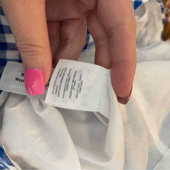 J. Crew Gingham mini skirt With Pockets Cobalt Blue White Fit And Flare Sz 2 - Picture 3 of 3